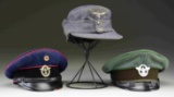 3 WWII GERMAN ENLISTED GRADE MILITARY CAPS.