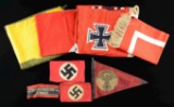 WWII GERMAN FLAGS, BANNERS, ARMBANDS, & OTHER