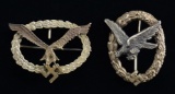 2 WWII STYLE GERMAN LUFTWAFFE BADGES.