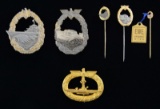 3 WWII STYLE GERMAN NAVAL BADGES & 3 NAVAL