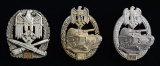 3 WWII STYLE GERMAN ARMY BADGES.
