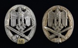 2 WWII STYLE GERMAN GENERAL ASSAULT BADGES.