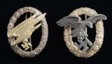 2 WWII STYLE GERMAN LUFTWAFFE BADGES.