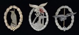 3 WWII STYLE GERMAN LUFTWAFFE BADGES.