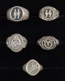 5 WWII STYLE GERMAN RINGS.