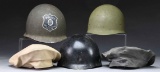 6 US HELMETS, 2 HELMET LINERS, & 2 VISOR CAP
