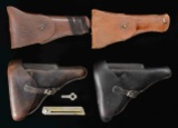 2 WWII GERMAN HOLSTERS & 2 US 45 CAL. AUTOMATIC