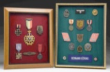 2 FRAMES OF WWI & WWII GERMAN MEDALS & BADGES.