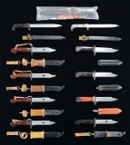 LOT OF ASSORTED AK BAYONETS WITH SCABBARDS.