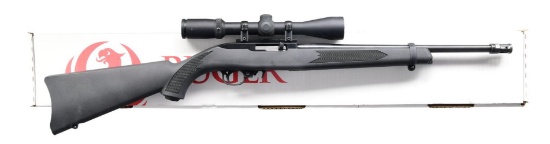 RUGER BURRIS SCOPED MODEL10/22 SEMI-AUTO CARBINE.