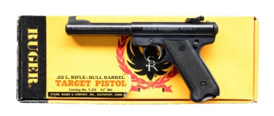 BOXED RUGER MARK I SEMI-AUTO PISTOL.