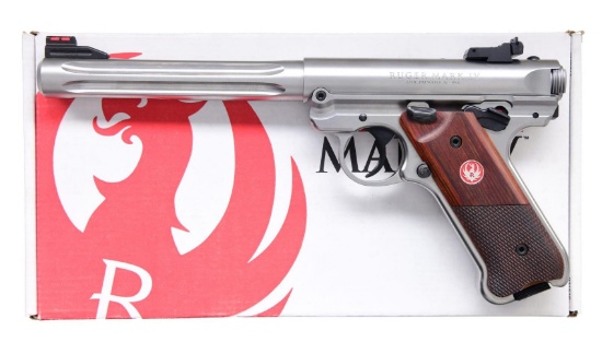 RUGER STAINLESS MARK IV HUNTER SEMI-AUTO PISTOL.