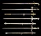 3 FRATERNAL SWORDS & A MILITIA EAGLE HEAD SWORD.