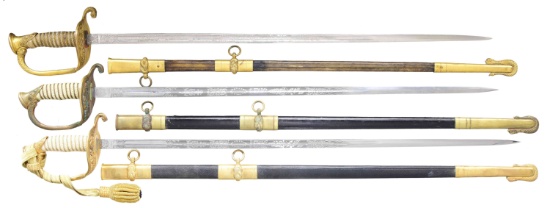 2 LATE M1852 NAVAL OFFICER’S SWORDS & A LATE M1852