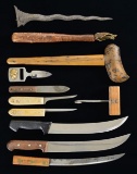 GROUP OF ANTIQUE KNIVES, ETC.