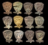 11 EXCAVATED US M1858 HARDEE HAT EAGLES & 1 NON-