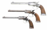 LOT OF THREE STEVENS NO.35 OFFHAND TIP UP PISTOLS.