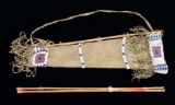 BEAD DECORATED NATIVE AMERICAN QUIVER & 2 ARROWS.