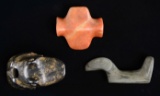THREE ARCHAIC STYLE NATIVE AMERICAN CARVED STONE
