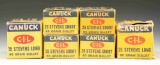 5 BOXES OF CANUCK 25 STEVENS RF CALIBER AMMO.