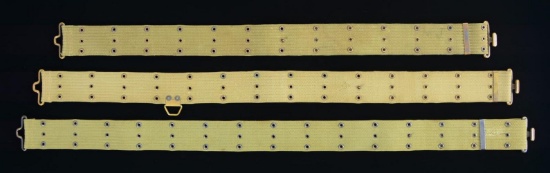 3 MILLS 1ST TYPE 1912 OLIVE DRAB PISTOL BELTS.