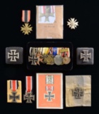 WWII GERMAN MEDAL BAR & ASSORTED DECORATIONS.
