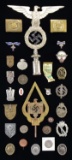 WWII GERMAN BADGES, BELT BUCKLES, TINNIES,