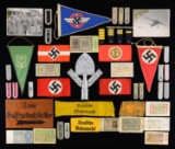 WWII GERMAN PENNANTS, FLAGPOLE TOP, ARMBANDS,