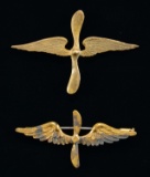 2 WWI ERA FRENCH PILOT’S INSIGNIA.