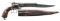 LARGE DUMONTHIER PINFIRE PISTOL-CUTLASS.