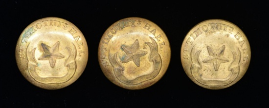 3 COAT SIZE SAINT TIMOTHY’S HALL BUTTONS.