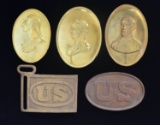 3 PRE CIVIL WAR MILITIA CROSS BELT PLATES, 1 CIVIL