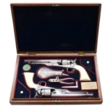 CASED ENGRAVED SILVER & GOLD PAIR OF COLT 1860