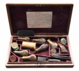 COLT 1860 TWO GUN CASE WITH ASSORTED ACCESSORIES.