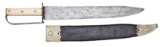 LARGE EARLY AMERICAN BONE HANDLED BOWIE KNIFE &