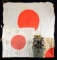 WWII JAPANESE BINOCULARS WITH CASE & 3 FLAGS.