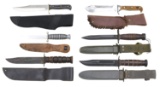 6 MILITARY & CIVILIAN KNIVES WITH 1 BAYONET.