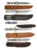GROUP OF 5 WWII THEATER MADE FIGHTING KNIVES.