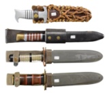 GROUP OF FOUR WWII THEATER MADE FIGHTING KNIVES.