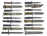 GROUPING OF WWII AND POST-WAR U.S. BAYONETS.