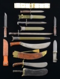 INTERESTING GROUPING OF 7 US KNIVES AND BAYONETS.
