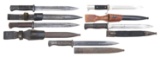 GROUPING OF FIVE WWI AND WWII GERMAN BAYONETS.