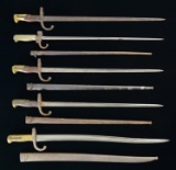 LOT OF FIVE FRENCH BAYONETS.