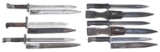 INTERESTING GROUPING OF 6 EUROPEAN BAYONETS.