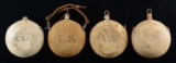 4 SPANISH AMERICAN WAR ERA US CANTEENS.