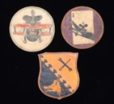 3 FINE ORIGINAL WWII ERA LEATHER SQUADRON PATCHES.