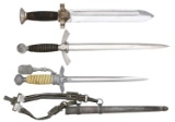 3 WWII GERMAN DAGGERS.