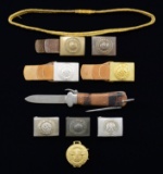 WWII GERMAN GRAVITY KNIFE, BELT BUCKLES, & AN