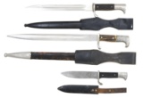 2 WWII GERMAN DRESS BAYONETS & 1 HJ KNIFE.