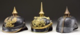 3 WWI GERMAN SPIKE HELMETS.